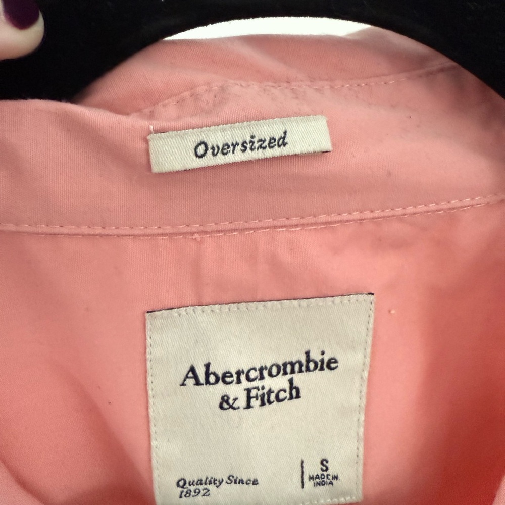 Abercrombie & Fitch Oversized Poplin ButtonDown Shirt Women’s Size S Salmon Pink - Picture 3 of 5